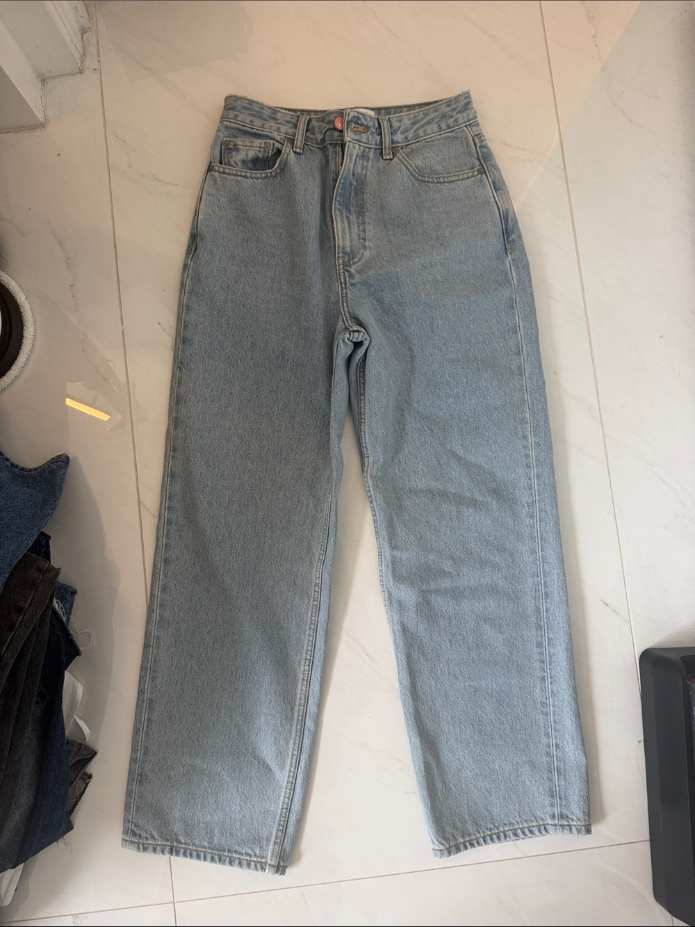 Ganni Light Blue Denim Jeans - Washed Indigo Misy Cropped Jean